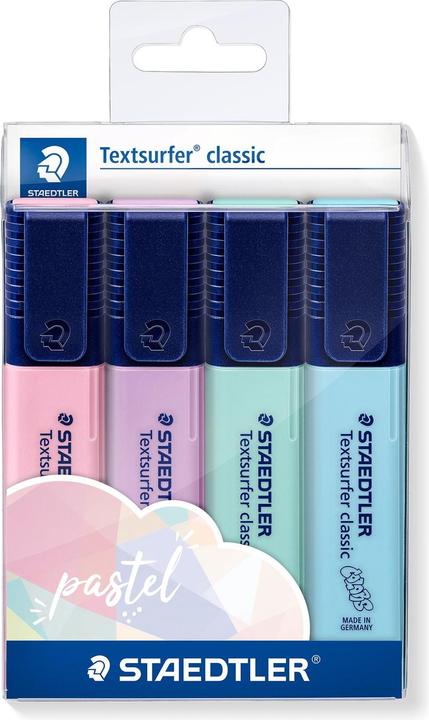 Immagine prodotto Staedtler Evidenziatore Textsurfer pas. caso 4pcs (carminio chiaro, Lavanda, Verde menta, Azzurro cielo, 5 mm, 4 x)