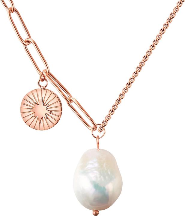 Valero Pearls Damen Edelstahl Süsswasser-Zuchtperle roségold 40,0 cm Basiskette + 5,0 cm Verlängerung - 24351 (Edelstahl, 40 - 45 cm)