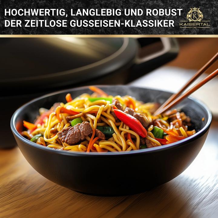 Produktbild Kaisertal Wok mit Deckel (32 cm, Wok Pfanne, Gusseisen)