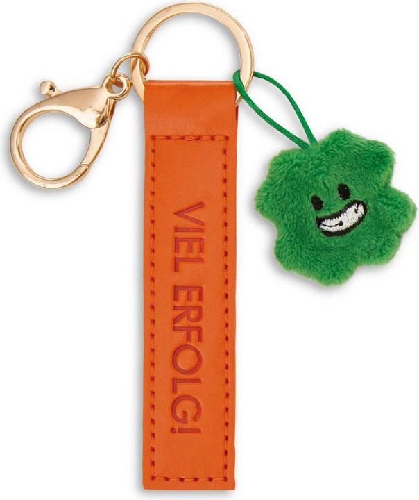 Produktbild Magni NICI Schlüsselanhänger Viel Erfolg! Kunstlederband mit Kleeblatt orange 10cm