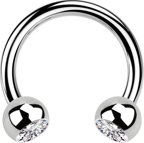 Produktbild Star Piercing Micro Circular Barbell silber mit zwei Kugeln Kristall silber (Chirurgenstahl 316L, ohne Messing)