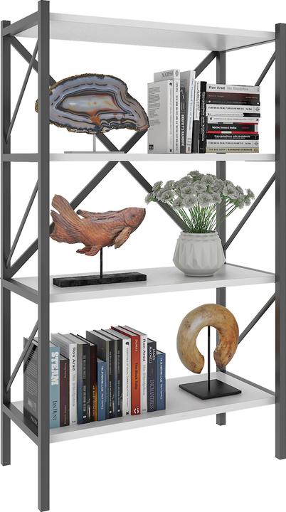 Image du produit VCM Bois Métal Rangement Étagère sur pied Bibliothèque Déco Livres Étagère sur pied Insasi 4 (66 x 34 x 121 cm)