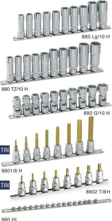 Produktbild HAZET Steckschlüssel Satz 8801/8H ∙ Vierkant10 mm (3/8 Zoll) ∙ Innen Sechskant Profil ∙ 3 - 10 ∙ An… (10 mm)