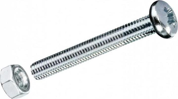 Produktbild Krafter Metrische Schrauben M 6 x 10 mm, mit Muttern, Stahl, 4 Stück (4 Schrauben pro Stück)