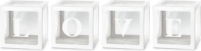Immagine prodotto Partydeco Scatole per palloncini LOVE, 30x30 cm, bianco (1 pz. / 4 pz.)