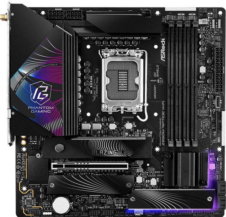 AsRock Z890M Riptide WiFi Intel DDR5 S1851 MATX (LGA 1851, Intel Z890, mATX)