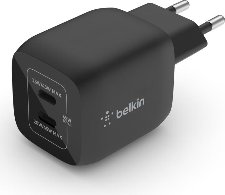 Produktbild Belkin Dual USB-C GaN Ladegerät mit Power Deliver und PPS Technologie (45 W)