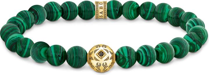 Immagine prodotto Thomas Sabo Bracciale di perline con pietre verdi placcate in oro (16 cm, Doratura in oro giallo 750, Argento 925)