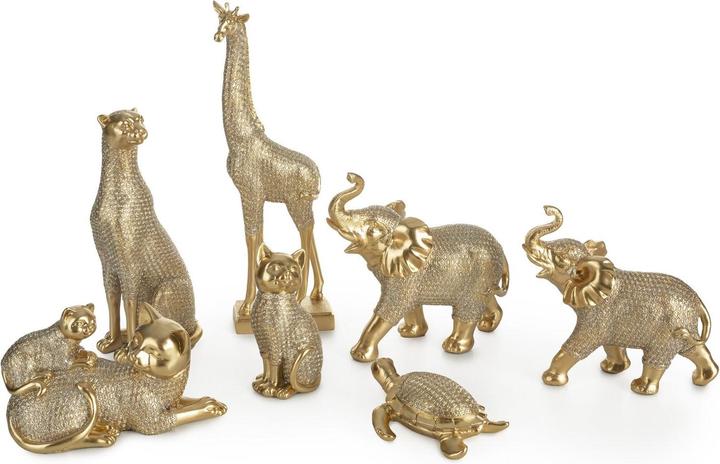 Eurofirany Panther - Haris Dekorative Figur mit einem kleinen strukturellen Muster, Gold 8 x 11 x 26 cm