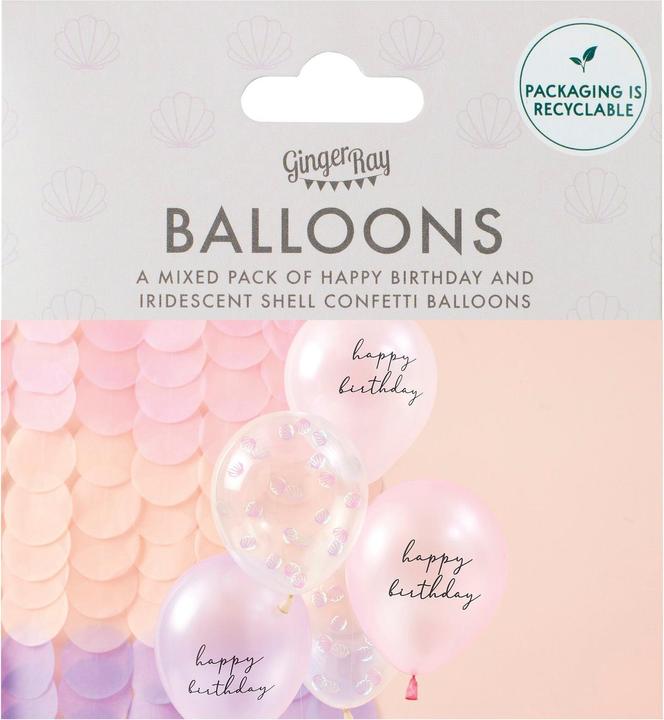 Produktbild Ginger Ray Happy Birthday Ballons - Muschel (5St.)