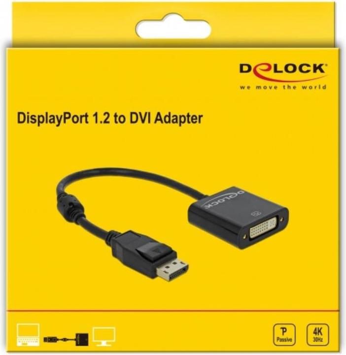Immagine prodotto Delock Adattatore per monitor da DP a DVI, passivo, supporto 4K (DVI, 16 cm)