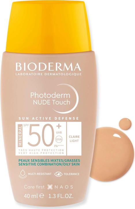 Actual product image Bioderma Photoderm Nude Touch Mineral SPF50+ claire (Sun cream face, SPF 50, 40 ml)