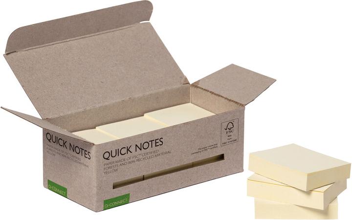 Q-Connect Haftnotizen Quick Notes Recycling Turm, gelb (51 x 38 mm)