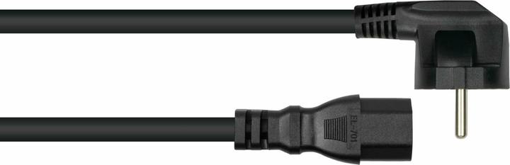 Actual product image Kabelmeister Mains cable earthing contact plug type E+F (90° thread) to hot appliance socket C15, black (1 m)