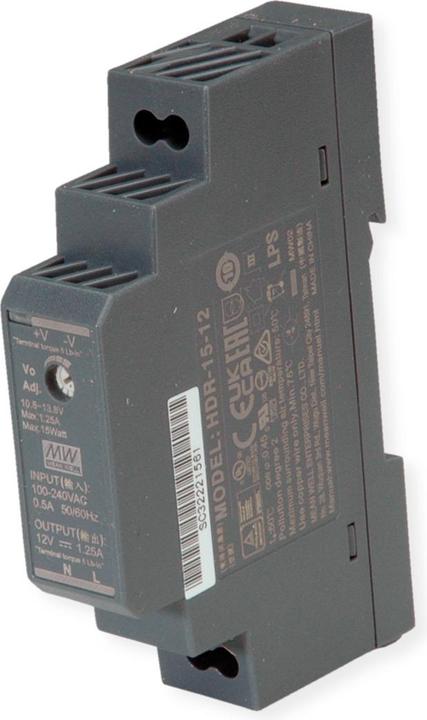 Immagine prodotto MeanWell DR-15-12 Alimentazione su guida DIN 15W 12V DC (Alimentatore)
