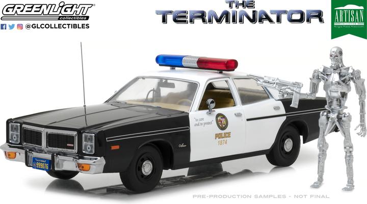 Greenlight Collectibles 1977 Dodge Monaco Police with Terminator Figure