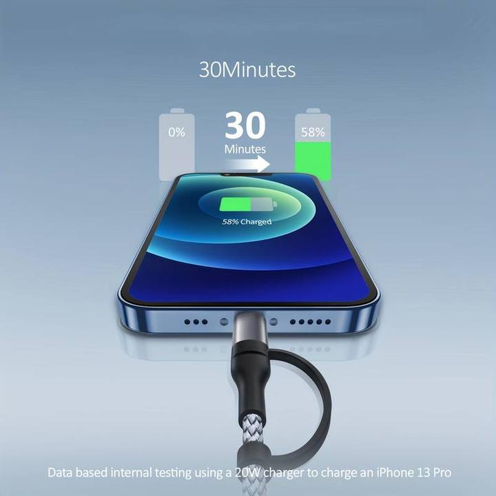 Produktbild PhoneLook Ladekabel 2 in 1 (USB-C auf USB-C + Lightning) für iPhone 15 und vorherige Modelle t (1 m)