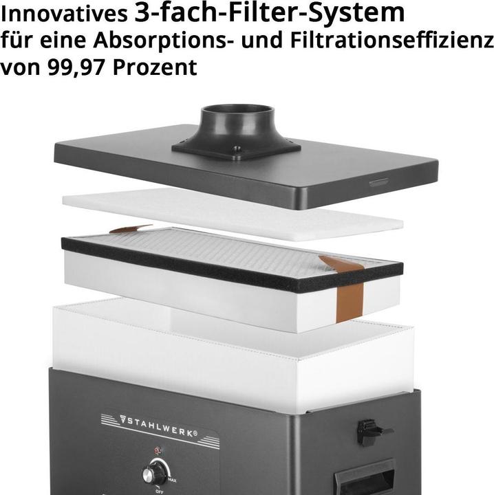 Produktbild Stahlwerk Rauchabsaugung FE-210 ST mit 3-fach-Filter und 210 W Absauganlage (Absauganlage)