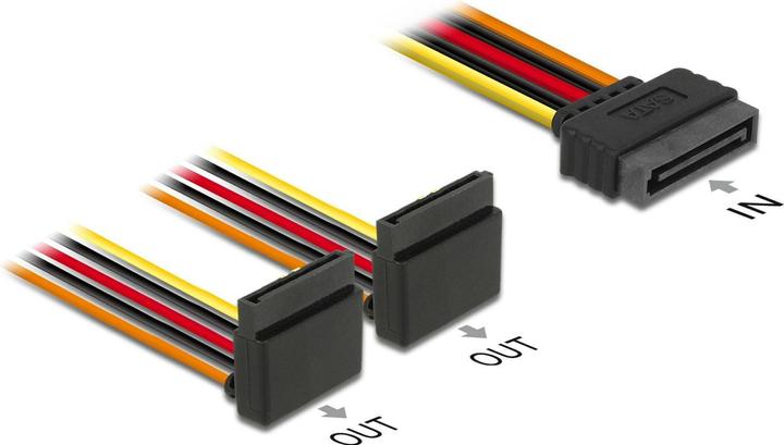 Produktbild Delock SATA zu 2x SATA Stromadapter, 90° gewinkelt