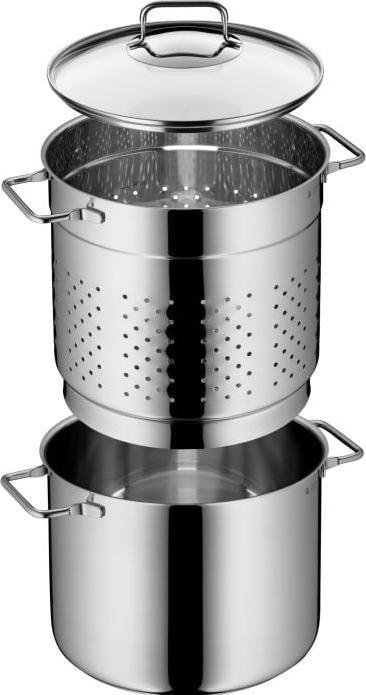 Produktbild WMF Spaghettitopf Pastatopf Nudeltopf Induktion Sieb 7,0l Edelstahl poliert (24 cm, Kochtopf, Edelstahl)