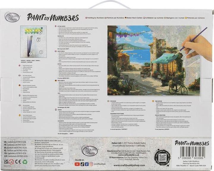 Produktbild Craft Buddy Italian Cafe, 30x40cm Paint By Numbers Kit - Thomas Kinkade
