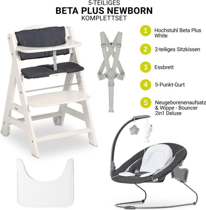 Immagine prodotto Hauck Seggioloni Beta Plus Bianco 5 pezzi - Seggiolone + 2in1 (Seggiolone)