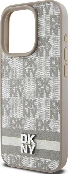 Produktbild DKNY PU Leather Checkered Pattern and Stripe Case for iPhone 15 Pro Beige (Apple iPhone 15 Pro)