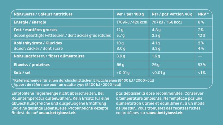 Nährwerte und Zutaten Betty Bossi Nahrungsmittel WheyProtein choco, 600g, 2er Set