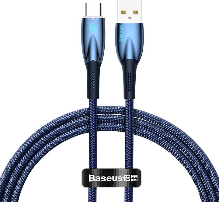 Actual product image Baseus USB cable for USB-C Glimmer Series, 100W, 1m (Blue) (1 m, USB 2.0)