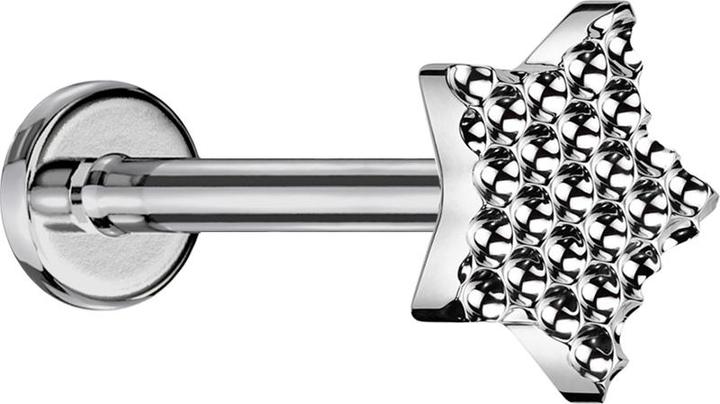 Produktbild Star Piercing Micro Labret Innengewinde silber gepunkteter Diamantschliff Stern silber (ohne Messing, Titan G23)