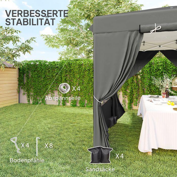 Produktbild Swisshandel24 Faltpavillon 2,5x2,5m, wasserabweisend, mit 4 Seitenteilen, Dunkelgrau (250 cm, 250 cm)