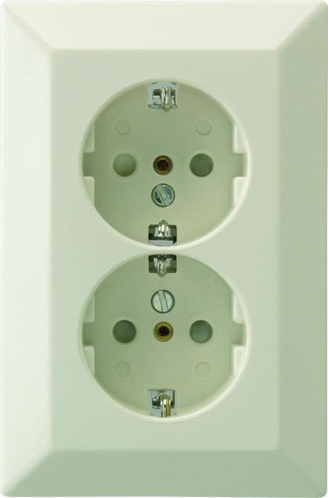 Actual product image REV Düwi Standard Quadro socket outlet 2-gang with childproof lock cream white complete AL