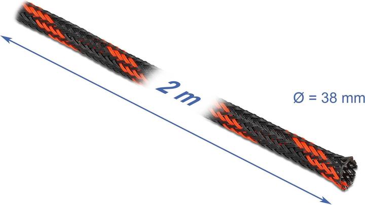 Image du produit Delock Gaine tressée extensible 2 m x 38 mm noir-rouge (Gaines pour câbles, 200 cm)