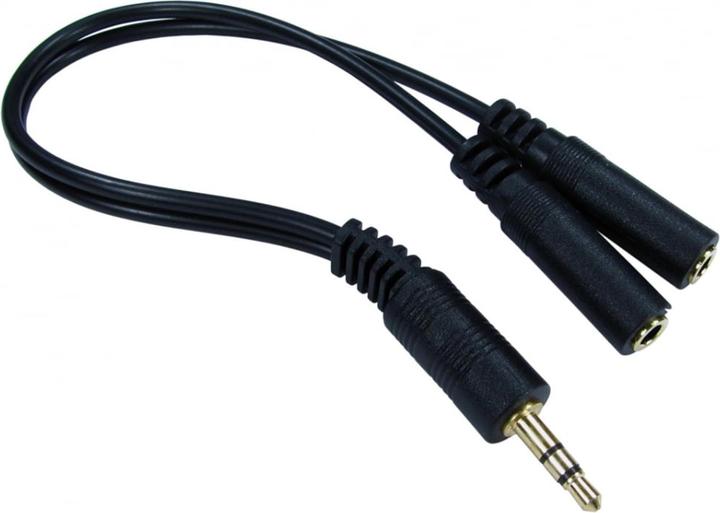 Actual product image Cables Direct CDL 0.2m 3.5mm Stereo Split -Black (0.20 m, 3.5mm jack (AUX))