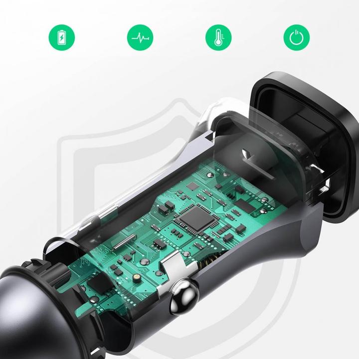 Produktbild Ugreen CD130 Car Charger, USB-A+PD 3.0, USB-C, QC3.0 30W (Grey)
