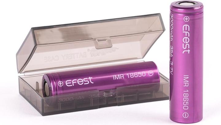 Immagine prodotto Efest Batteria Purple IMR 18650 con uscita di corrente massima di 35A (Flat Top), inclusa scatola di (1 pz., 18650, 3000 mAh)