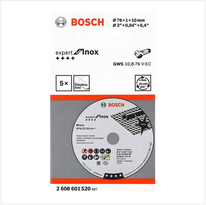 Actual product image Bosch Professional Zubehör PRO Stainless Steel and Metal cutting disc, 76 x 1 x 10 mm