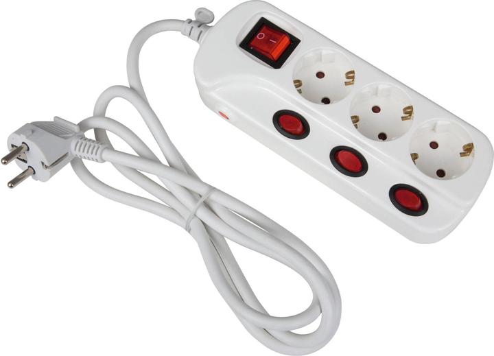 Produktbild Heitronic 45190 Steckdosenleiste mit Schalter 3fach Weiss Schutzkontakt 1 St. (3 x, 3-Polig, 1.50 m)