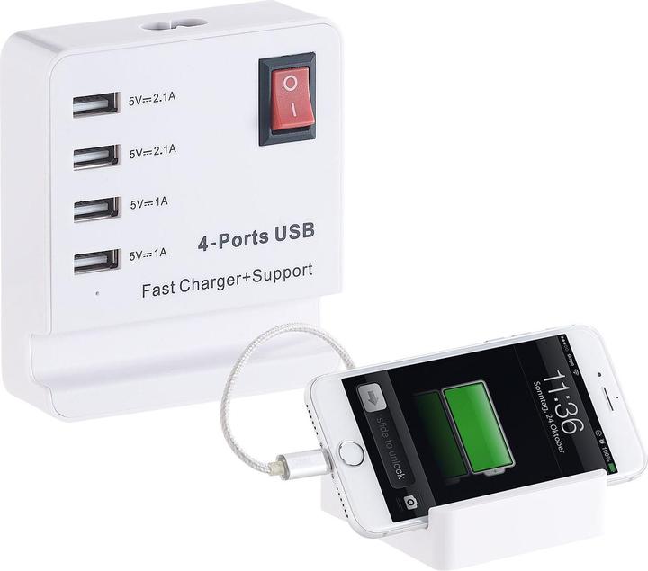 Revolt USB power bank with smartphone tray (2100 W)