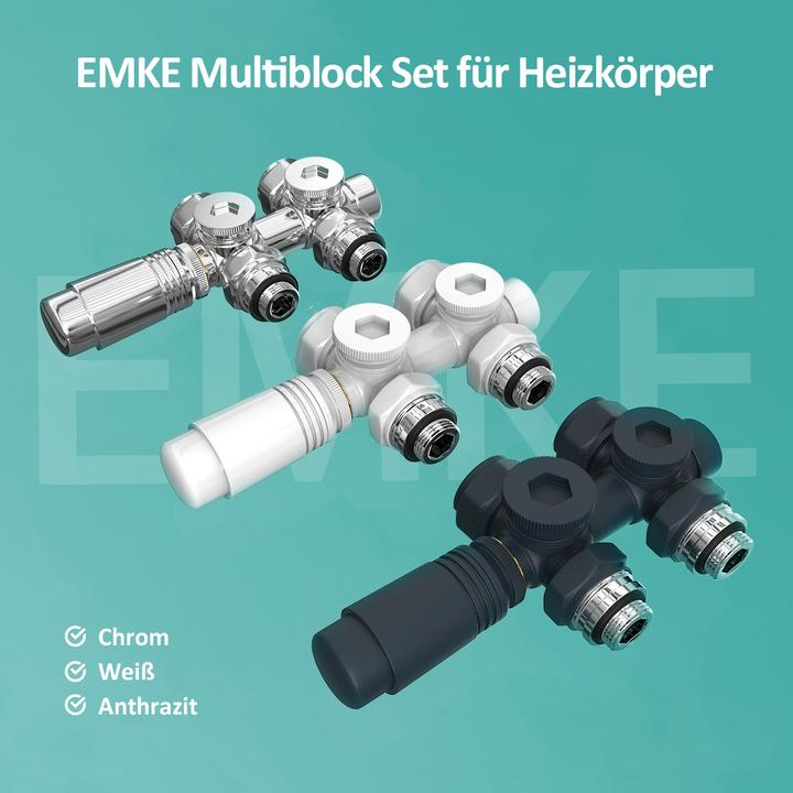 Produktbild Emke Thermostatventil, Universalventil mit Thermostat für Heizkörper, 10 bar, 7 Stufen, Anthrazit