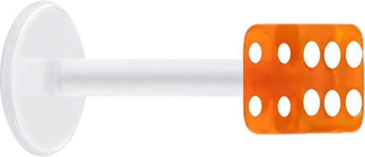 Star Piercing Micro Labret transparent mit Würfel orange transparent (ohne Messing, Acryl, Bioflex)
