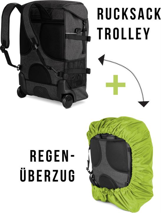 Actual product image Normani Rucksack mit Trolleyfunktion 37 L und Regenüberzug (37 l, Hand luggage (up to 50 litres))