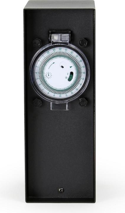 Immagine prodotto Wiltec Presa da giardino doppia in acciaio inox con timer, presa da esterno IP44 con orologio
