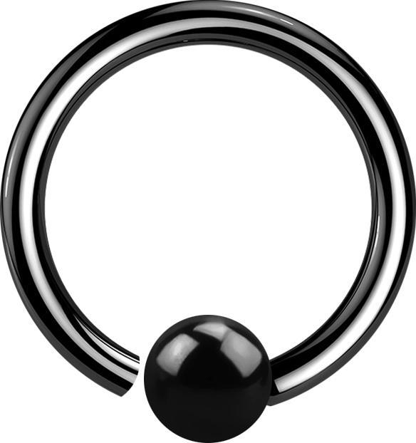 Star Piercing Micro Closure Ring schwarz mit Kugel einseitig fixiert (ohne Messing, Chirurgenstahl 316L)