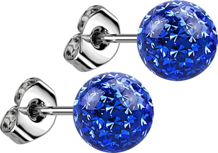 Produktbild Star Piercing Ohrstecker silber mit Kristall Kugel dunkelblau Epoxy Schutzschicht (Chirurgenstahl 316L, ohne Messing)