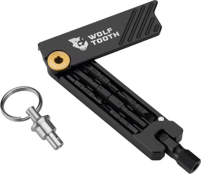 Produktbild Wolf Tooth 6-Bit Hex Wrench Multitool mit Schlüsselanhänger black/gold (11 Funktionen)