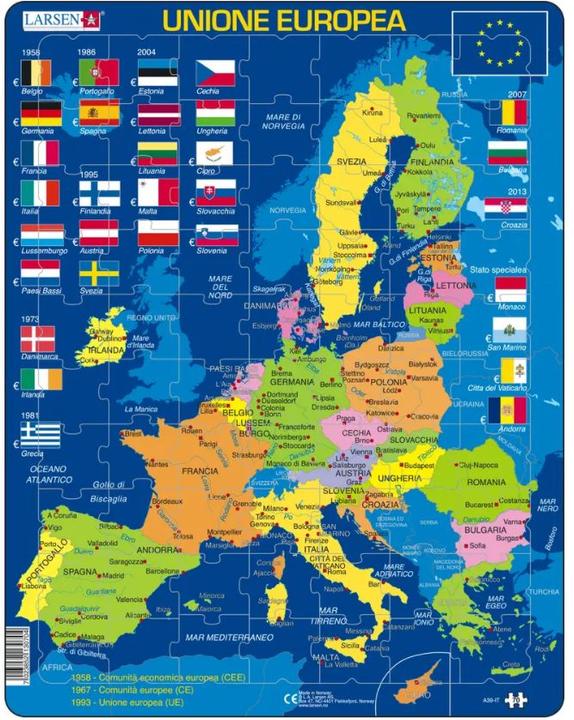 Larsen Puzzle a cornice - Unione Europea (italiano) (70 pezzi)