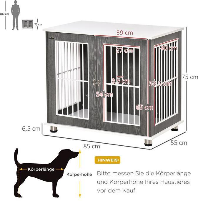 Immagine prodotto Swisshandel24 Cuccia per cani Casetta per cani in legno Cassetta di trasporto con piano d'appoggio Cuscino Gabbia (Cane, Chiudibile a chiave, Pieghevole)