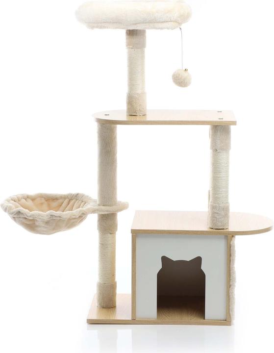 Produktbild Fudajo Kratzbaum Holz Beige 106cm Katzenkratzbaum Katzenbaum Katzenmöbel Katze (106 cm, Holz, Beige)