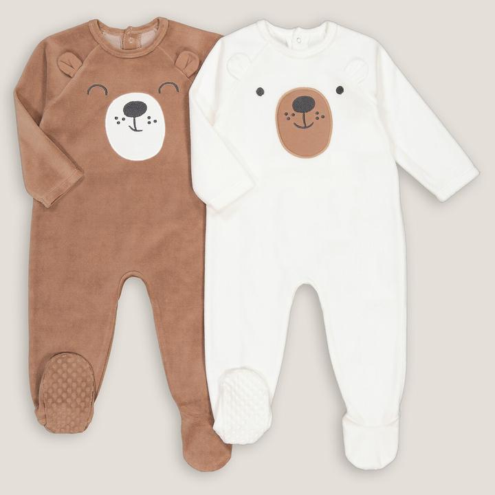 La Redoute Collections 2er-Pack Samt-Strampler mit Bär